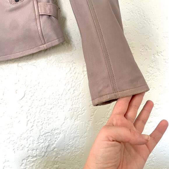 IRO Newhan Han Leather Moto Biker Jacket Dusty Old Pink sz 38 - Picture 6 of 15